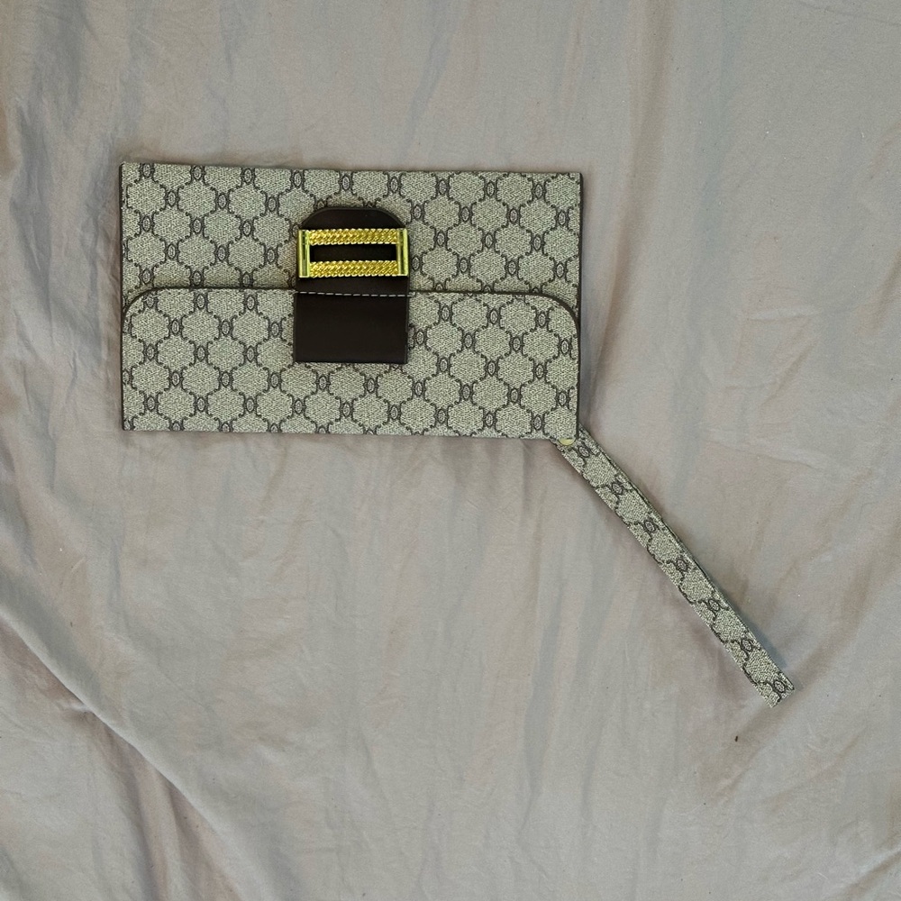 Designer Monogram Wristlet with Gold Accent